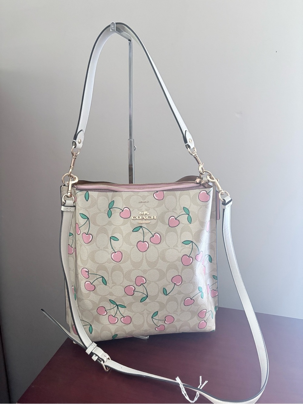 Coach Mollie Bucket Bag in Signature Canvas with Pink Cherry Print